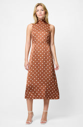 FRENCH CONNECTION ENNIS SATIN BOW MIDI DRESS